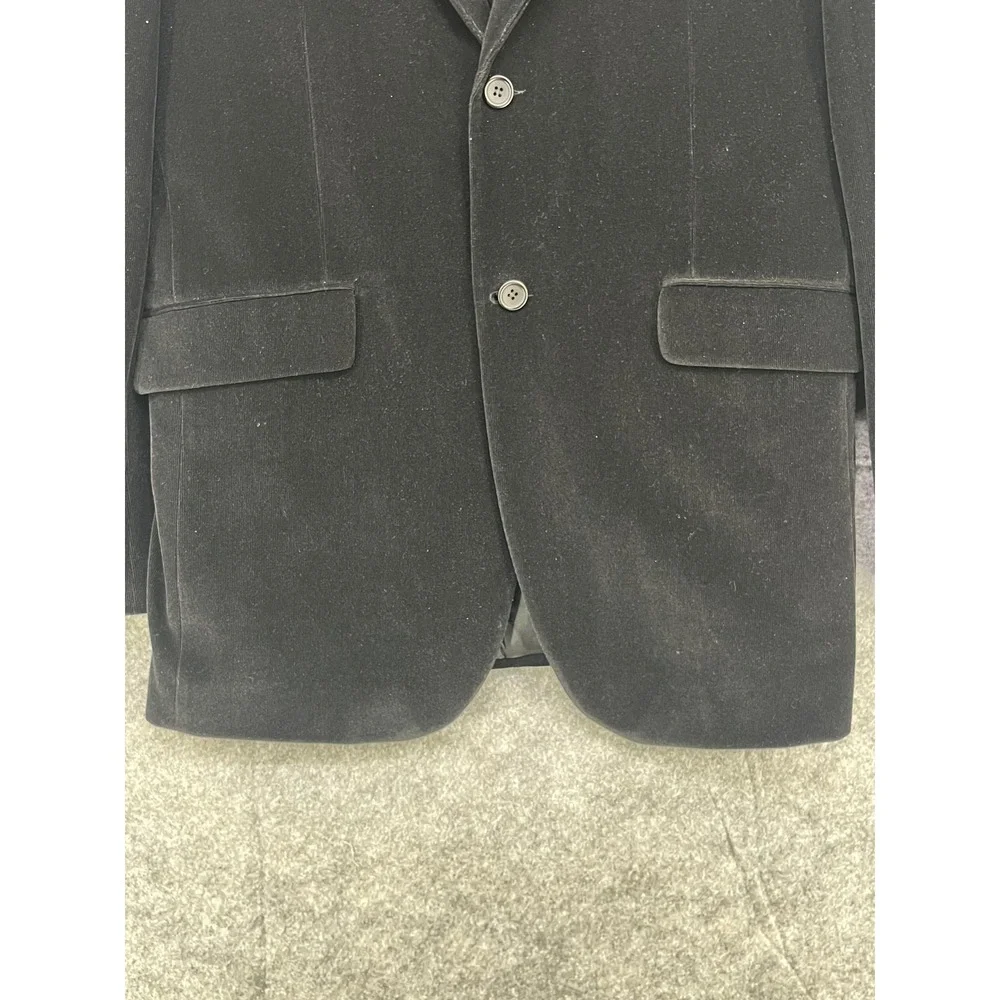 7 Diamonds Blazer Men Large Black Velvet Graphic Lining Sport Coat Jacket Goth